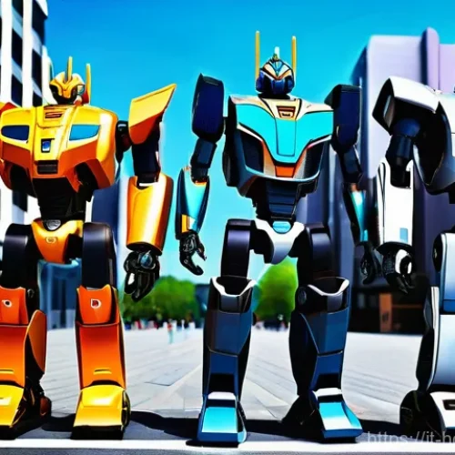 헬로카봇 주요 캐릭터 성격 - **Prompt:** A vibrant, diverse team of Hello Carbot transformer robots standing united and ready for...