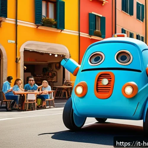 헬로카봇 해외 반응 및 인기 요인 - A vibrant scene of a group of colorful transforming robot cars, each with unique and friendly facial...