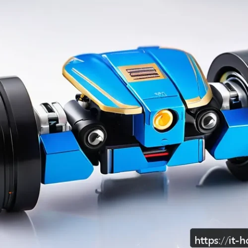 헬로카봇 로봇의 변신 원리 - A highly detailed close-up of a Hello Carbot transforming robot toy, showcasing its advanced mechani...