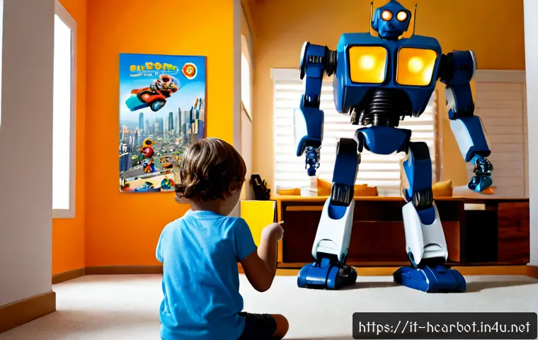 헬로카봇 최신 시즌 포스터 분석 - Photorealistic Italian family living room, an elementary-school child and parent studying an unbrand...